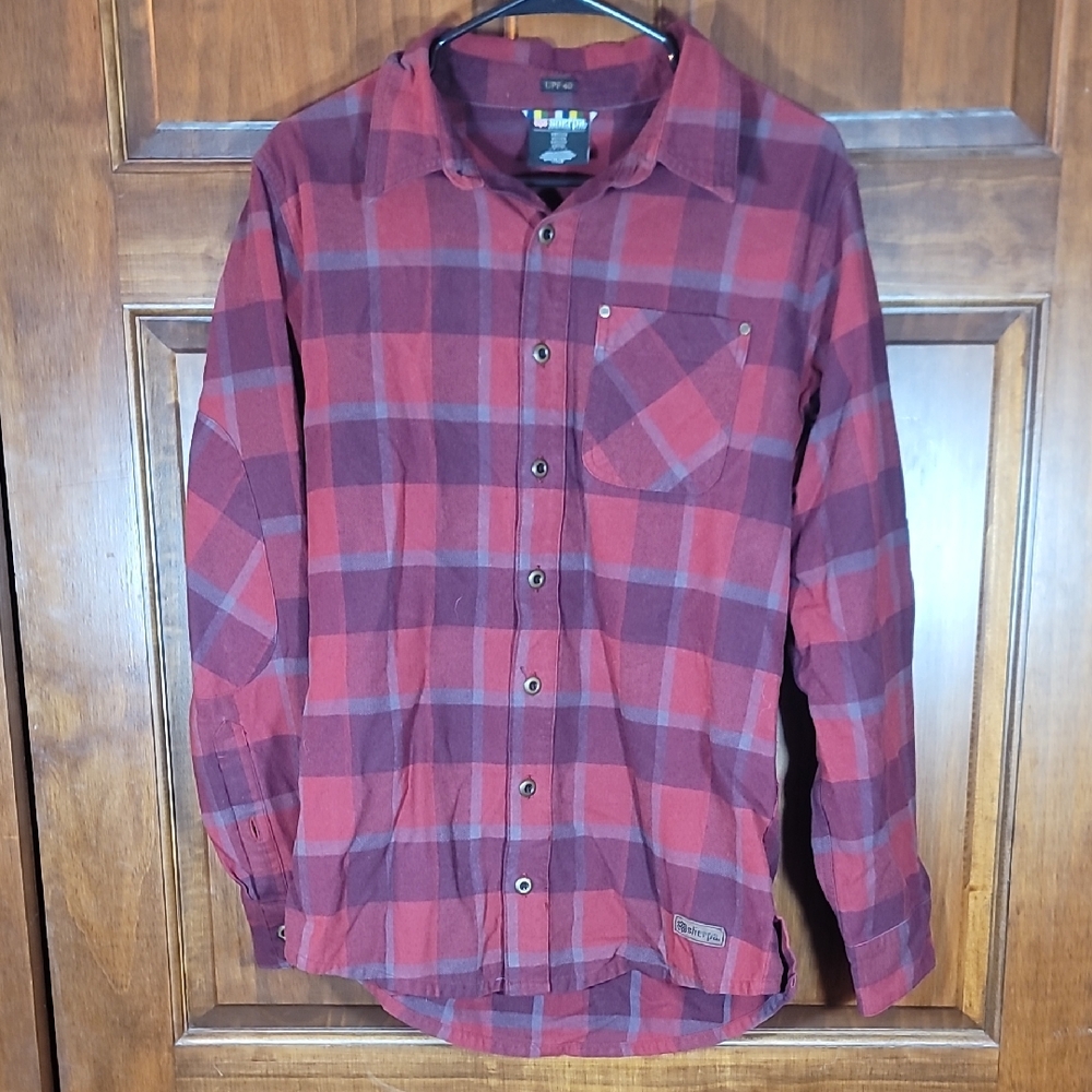 Sherpa Rusty Red and Black Plaid Shirt Jacket